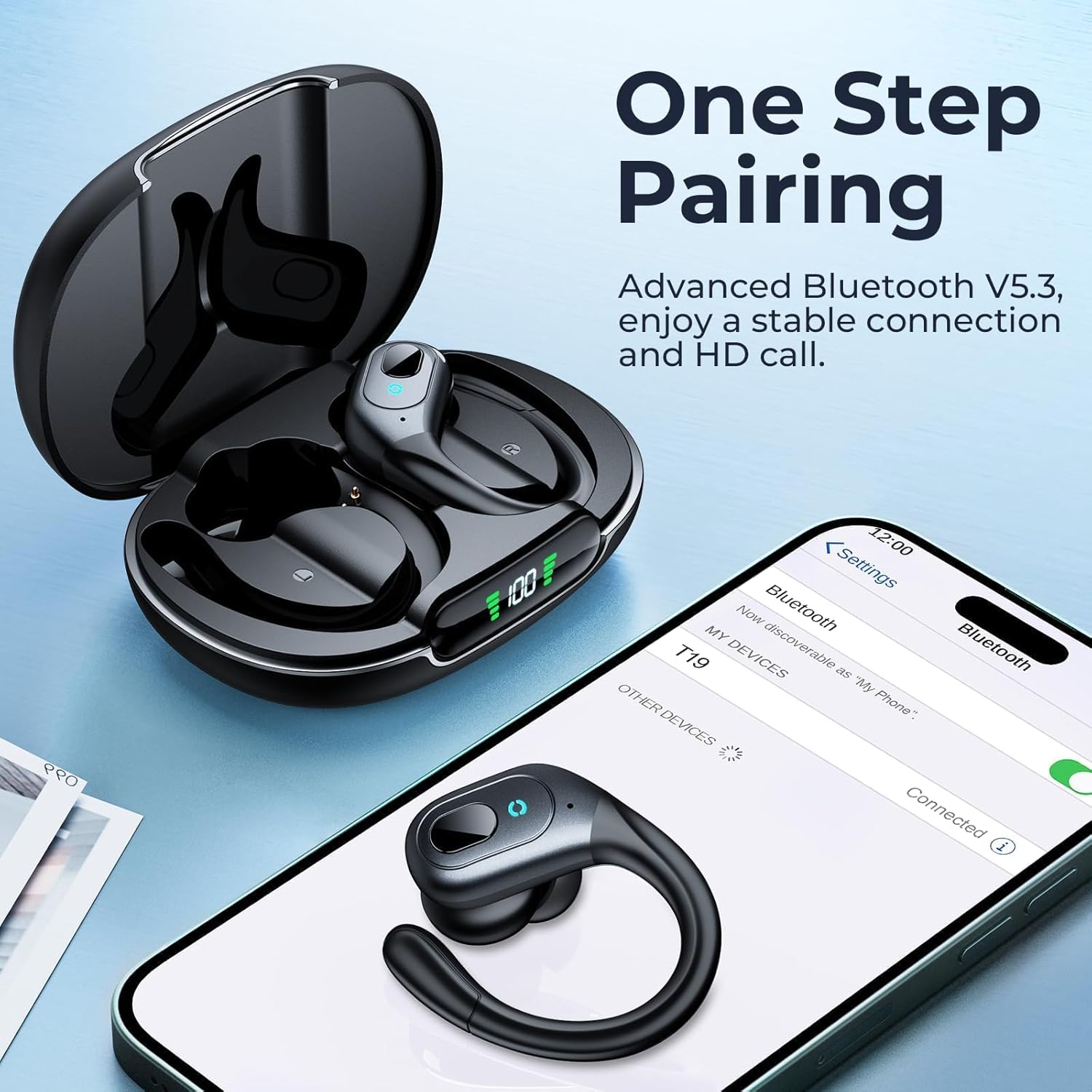 Active Noise Cancelling Earbuds Wireless Bluetooth Headphones Ear Buds 90Hrs Playback Stereo Bass Earphones with Mic