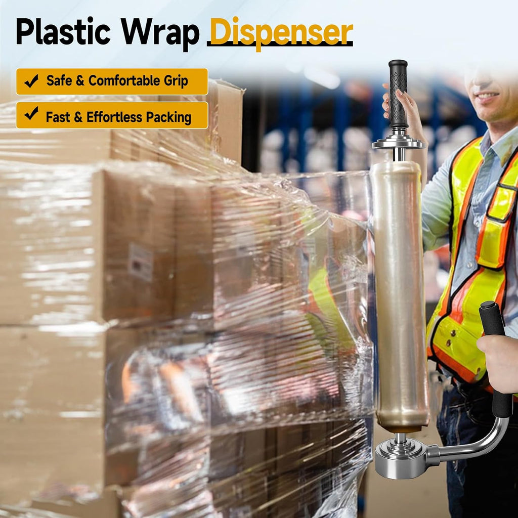 Industrial Stretch Wrap Dispenser, Adjustable 12" to 20"