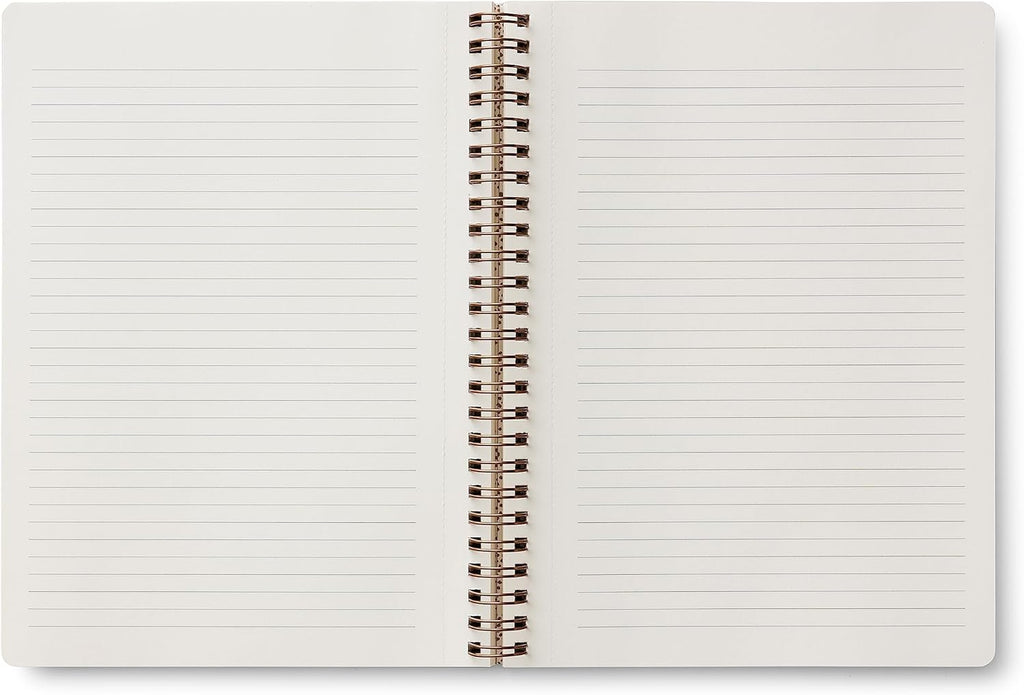 Spiral Notebook | 150 Ruled Pages, Inner Storage Pocket Folders, Double-Spiral Binding, Metallic Gold Foil Accents