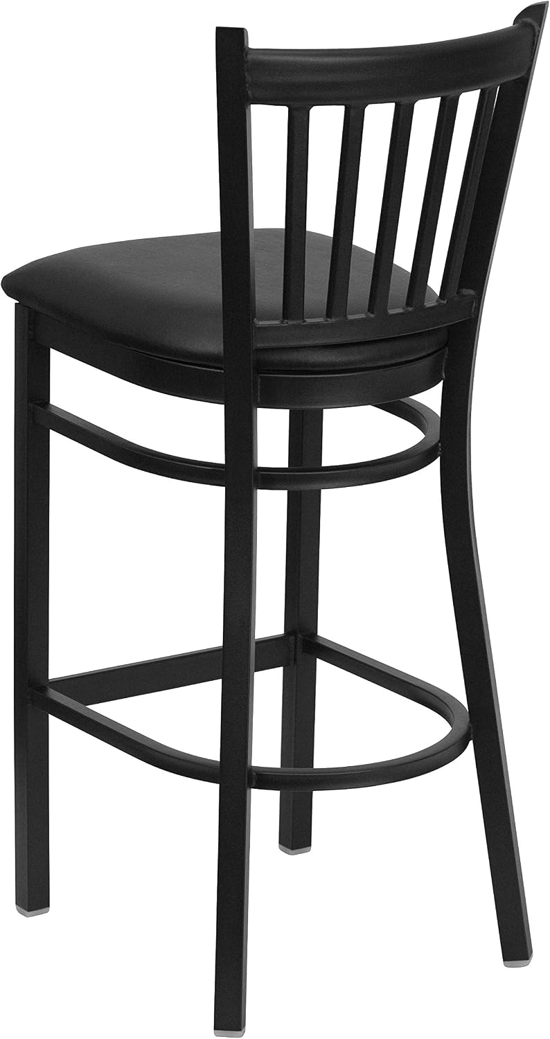 Hercules Vertical Back Restaurant Barstool, Black, 2-Pack