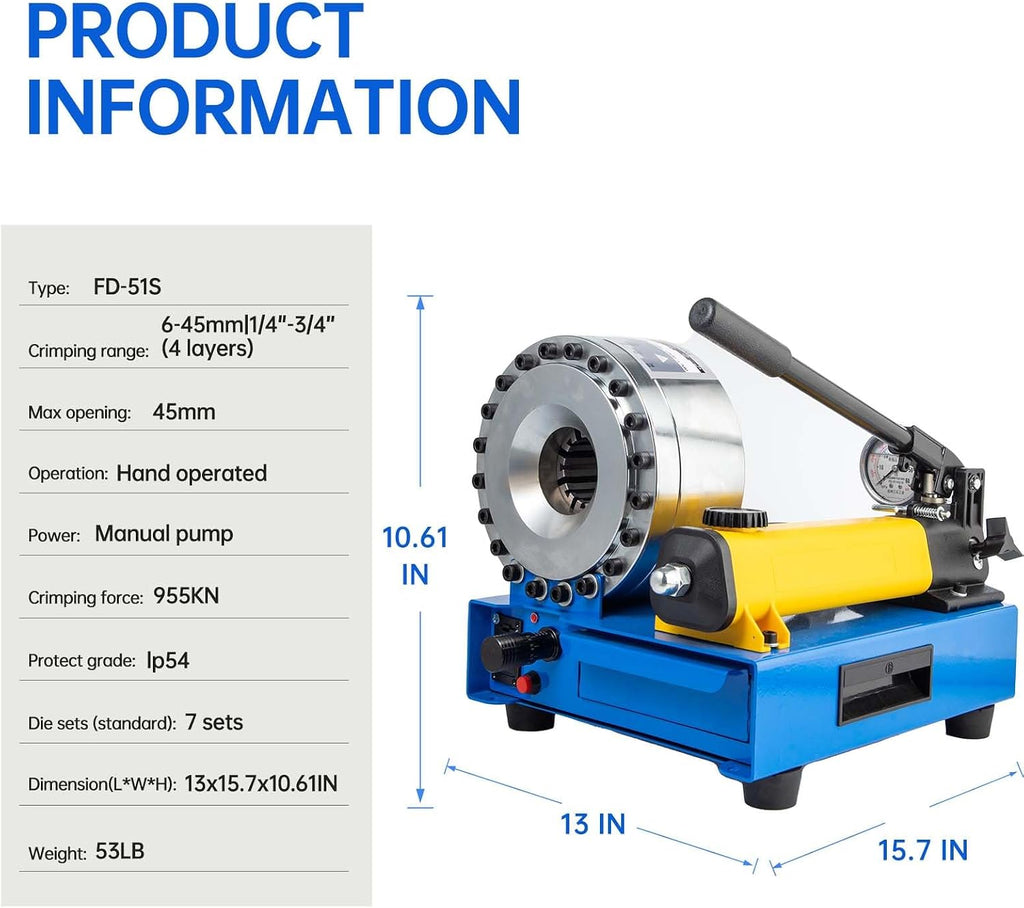Hydraulic Hose Crimper with 8 Sets Dies