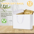 15.7" Extra Large White Gift Bags for Presents with Tissue Paper & Ribbon Handles for Shopping, Small Business