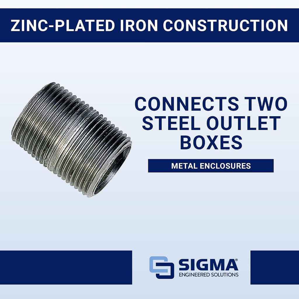 Sigma ProConnex 54300M 2" Rigid Threaded Nipple Conduit Fitting, 1-Pack