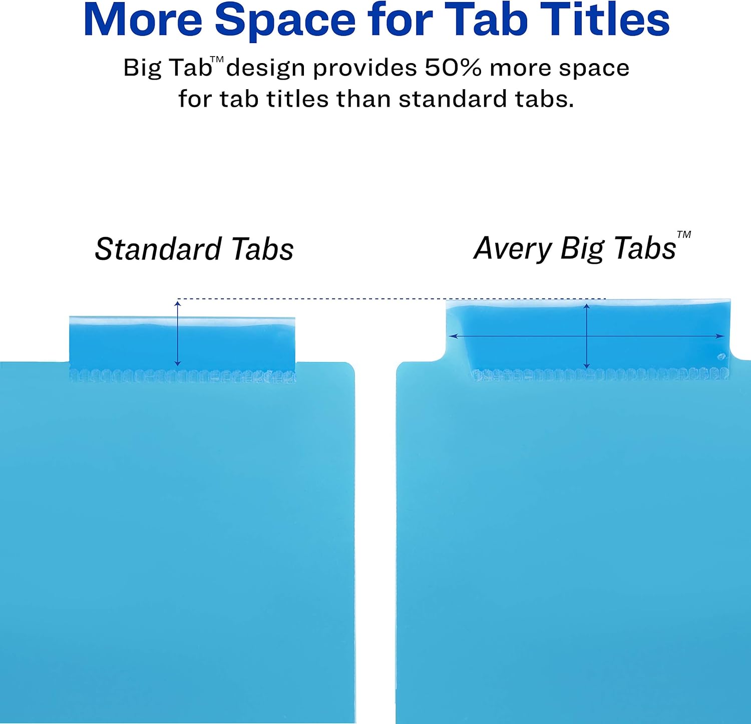 Big Tab Insertable Plastic 2 Pocket Dividers for 3 Ring Binders, 8 Tab Set, Bright Two-Tone Multicolor, Works with