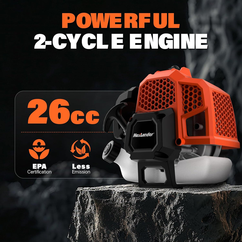 26cc Gas Weed Wacker & Brush Cutter for Mowing lawns and shrubs | String Trimmer 17-Inch with 10-Inch Brush Cutter