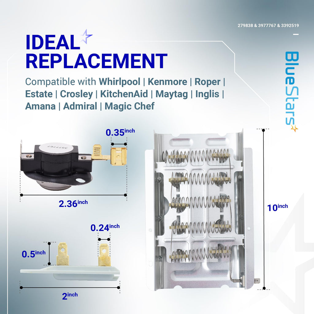BlueStars UPGRADED 279838 Dryer Heating Element Repair Kit