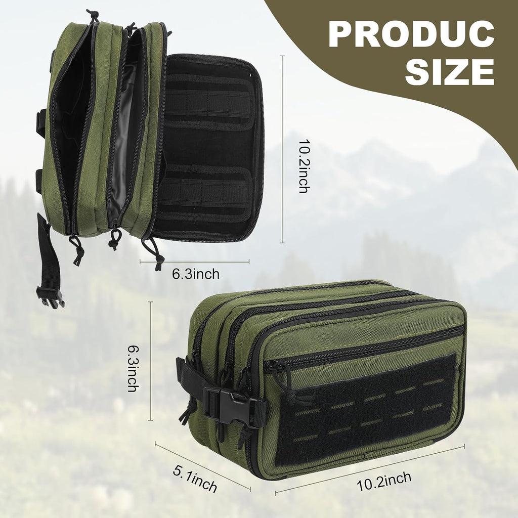 Small Travel Medicine Bag,4 Layers Pill Bottle Medication Organizer Case, 1000d Canvas EDC Tactical First Aid Bag