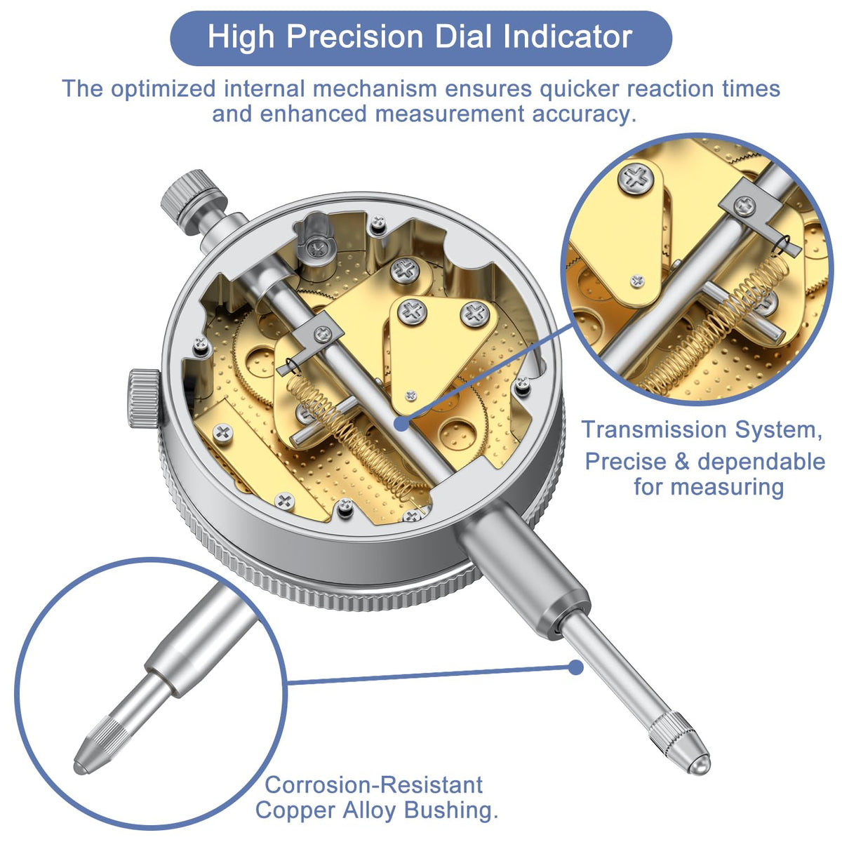 Precision Dial Indicator 0-1", Resolution: 0.001", with Case