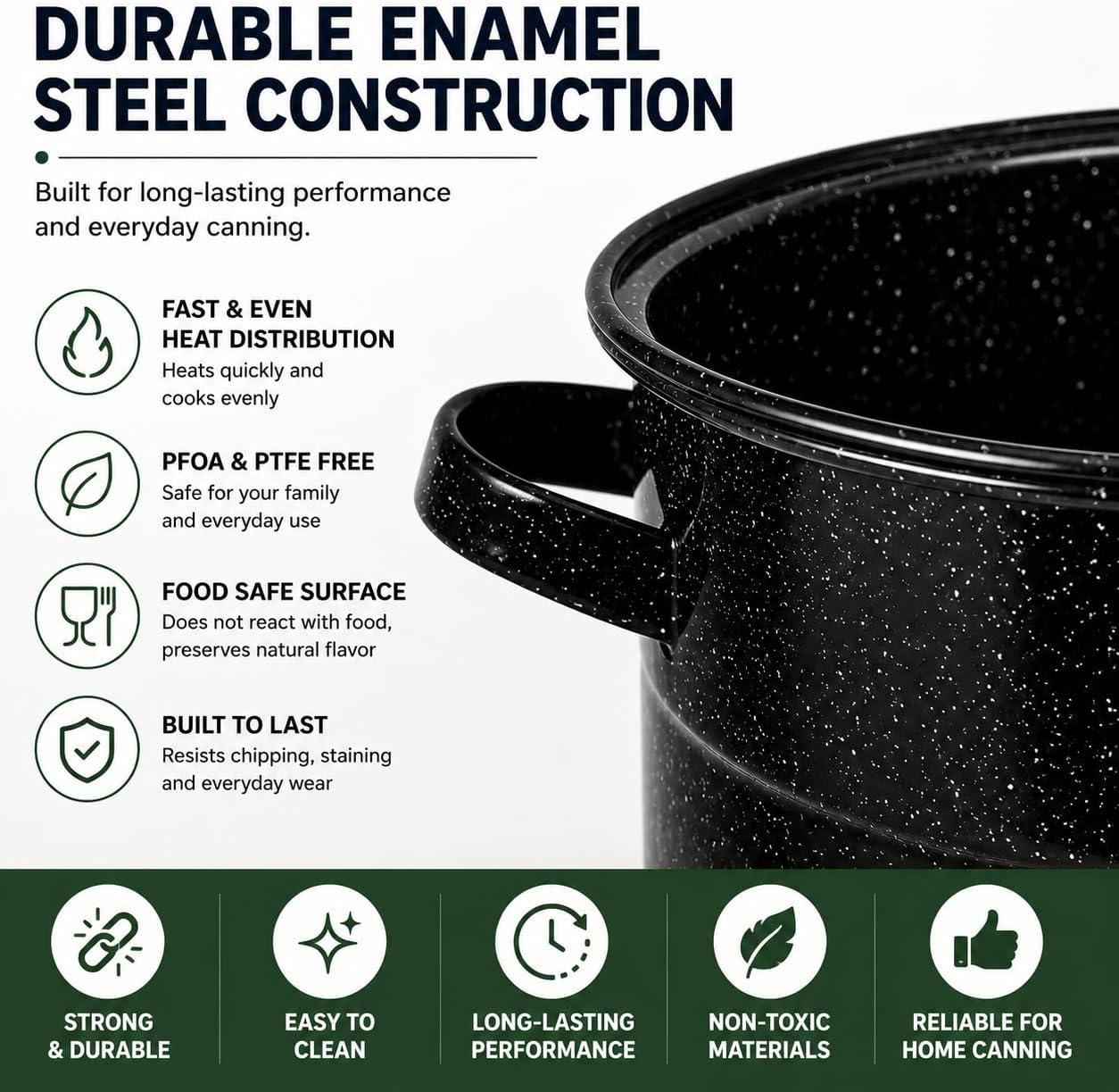 21.5 Quart Water Bath Canner - Large Food Grade Enamel Canning Pot with Rack, Heavy-Duty Canning Supplies for Jam