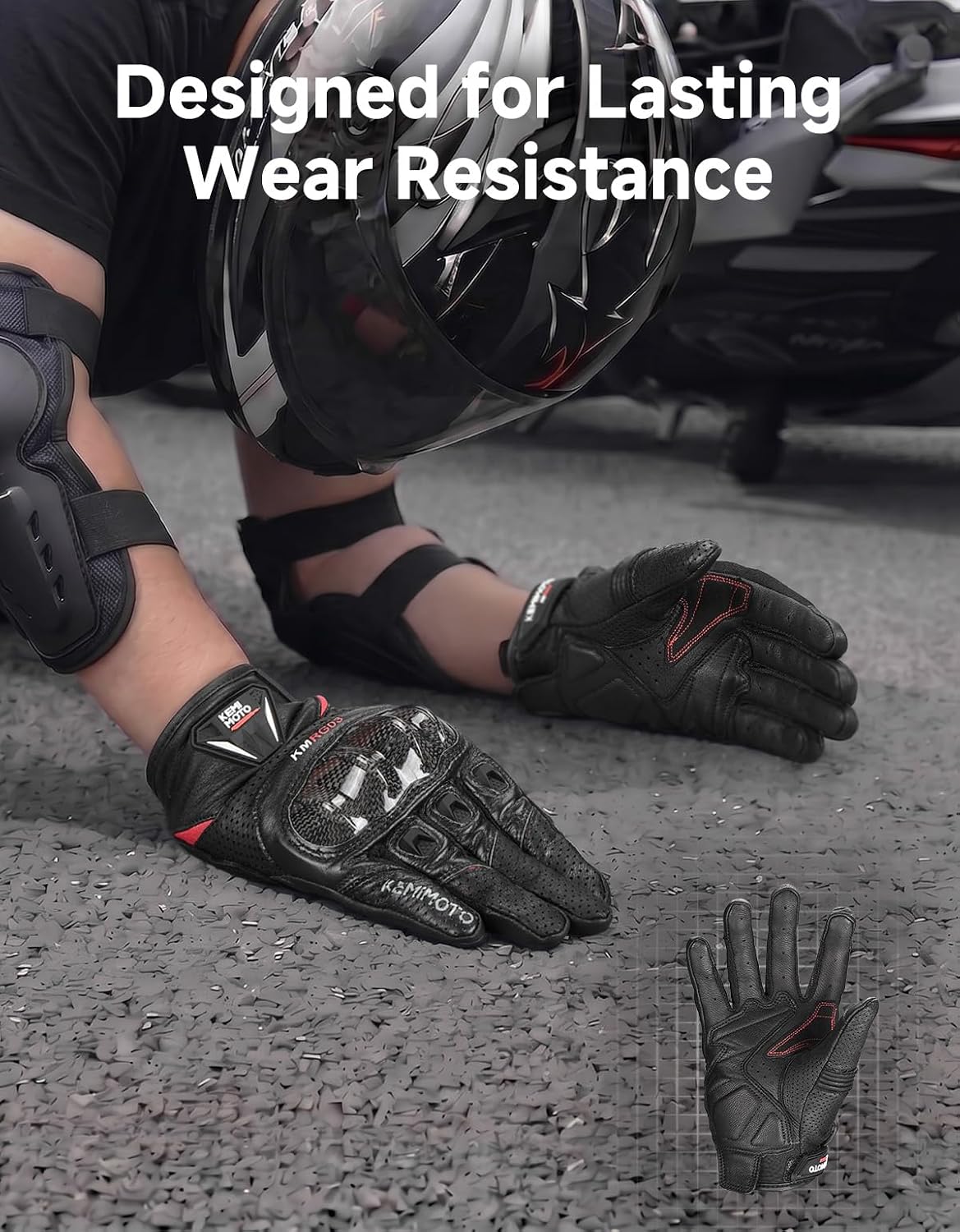 Sheepskin Leather Motorcycle Gloves for Men, Protective Motorcycle Gloves for Motocross Motorbike Dirt Bike Bicycle