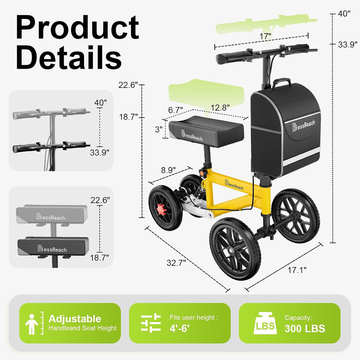 All Terrain Knee Walker Scooter for Adults for Foot Injuries