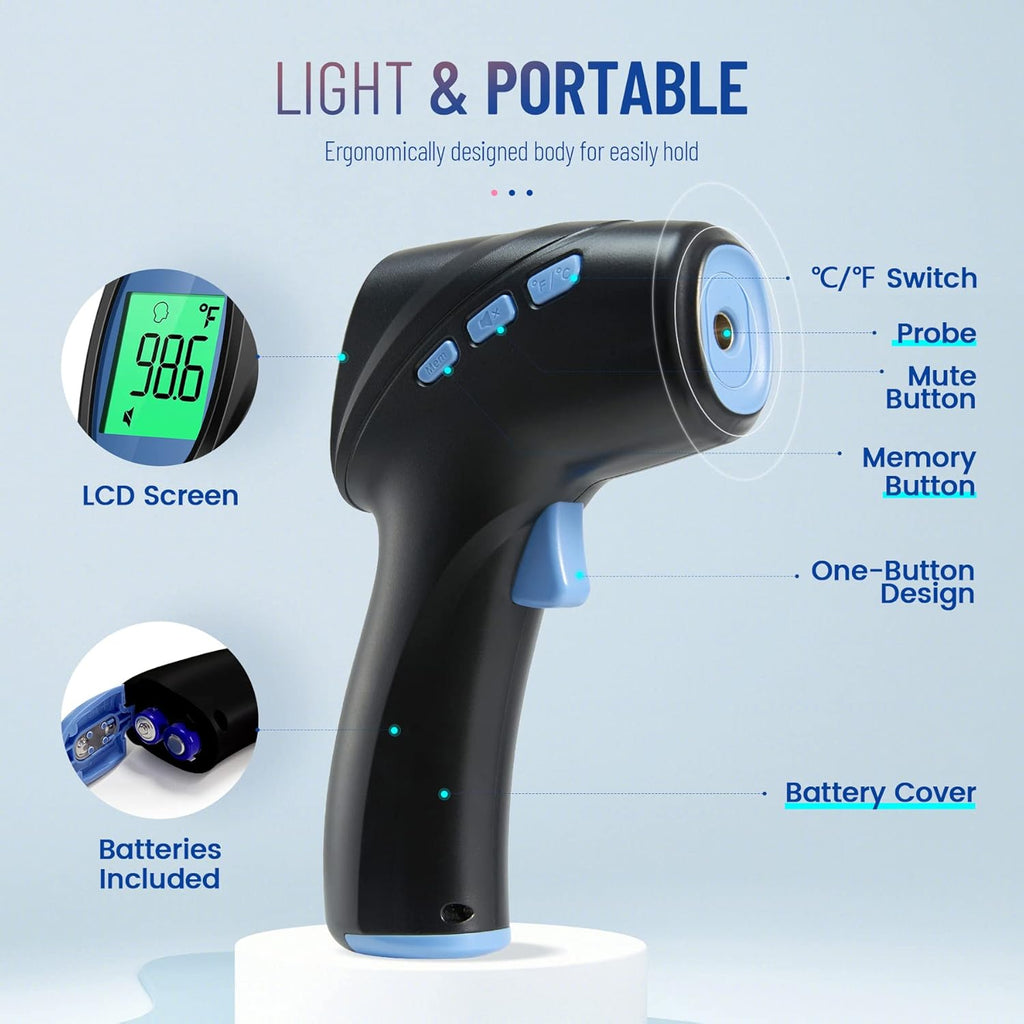 Forehead Thermometer for Adults and Kids, Digital Infrared Thermometer with Fever Alarm, Fast Accurate Results, Easy