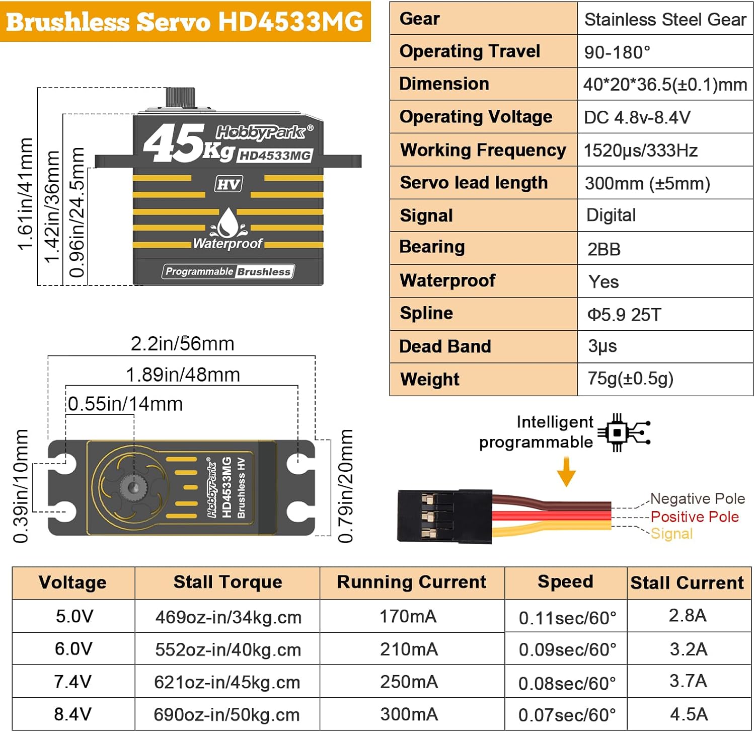Waterproof RC Servo High Torque Brushless Motor Metal Gear Digital Servo Aluminum Case for 1/8 1/10 RC Crawler SCX10