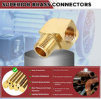 4 Pack 90° 3/8" FNPT to 3/8" MNPT Solid Brass Barstock Street Elbow