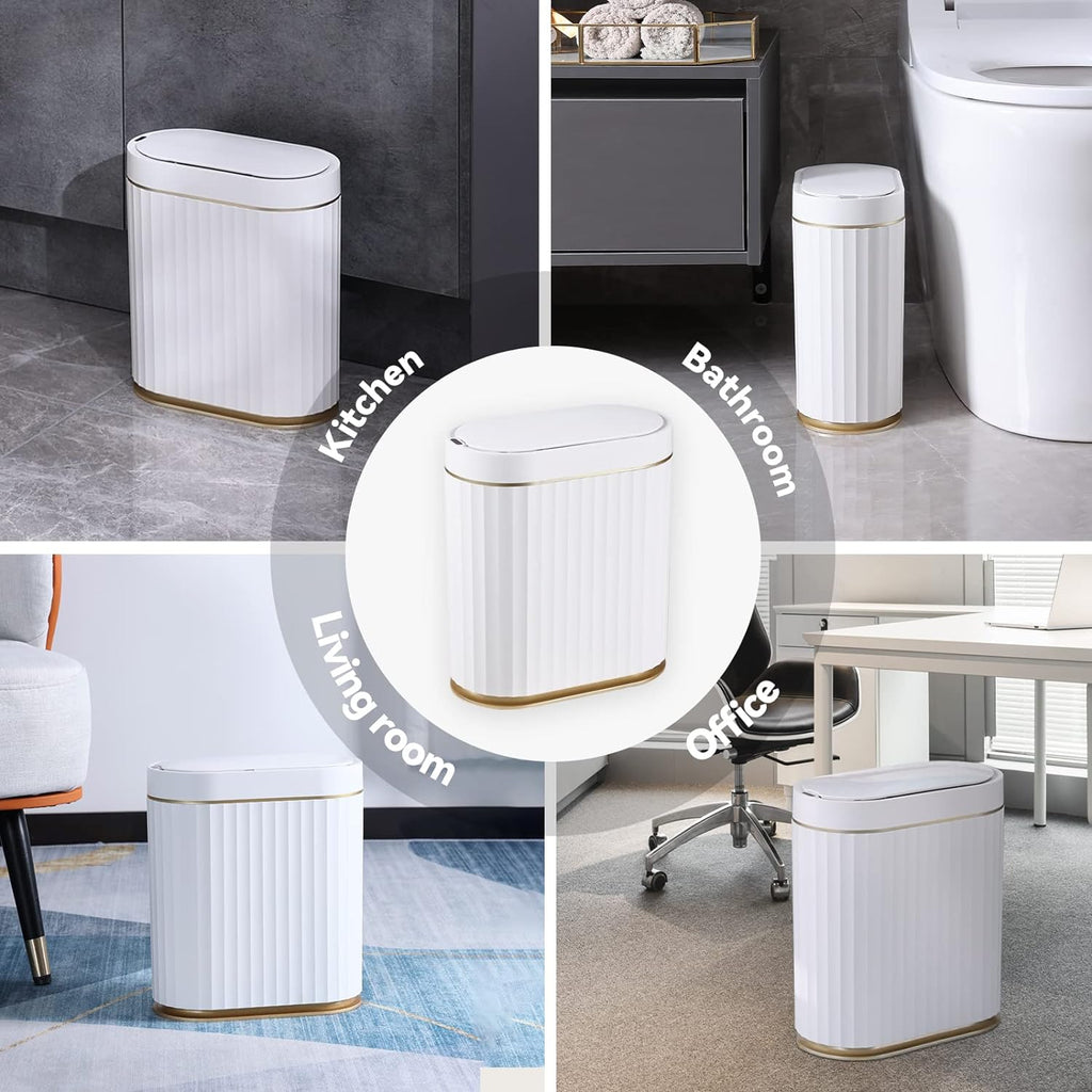 Bathroom Trash Can with Lid 2 Gallon Sensor Garbage Can, Automatic Trash Bin, Motion Sensor Trash Can, IPX5
