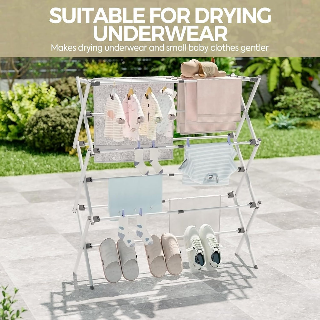 Extra Large Clothes Drying Rack, 14.57" D × 44.88" H | Foldable & Extendable, Adjustable Size (20.87"-35.43"L)