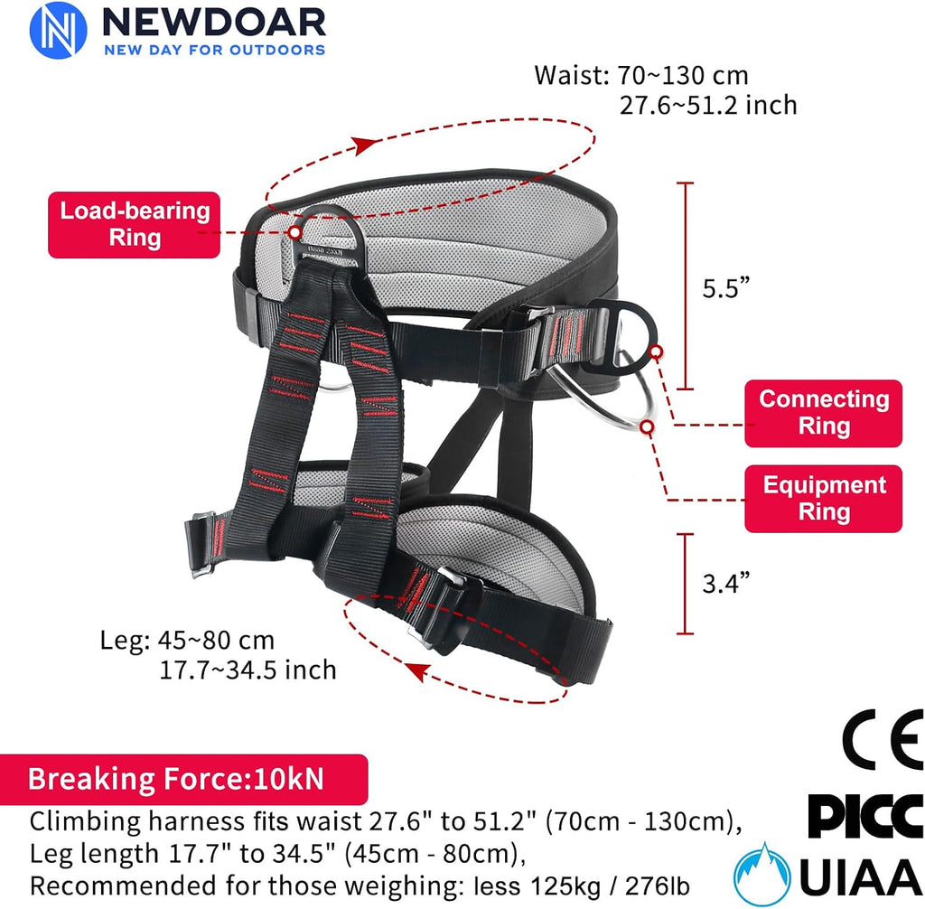 Climbing Harness, Mountaineering Rock Climbing Harness, Half Body Harness for Rappelling Fire Rescuing Tree Climbing