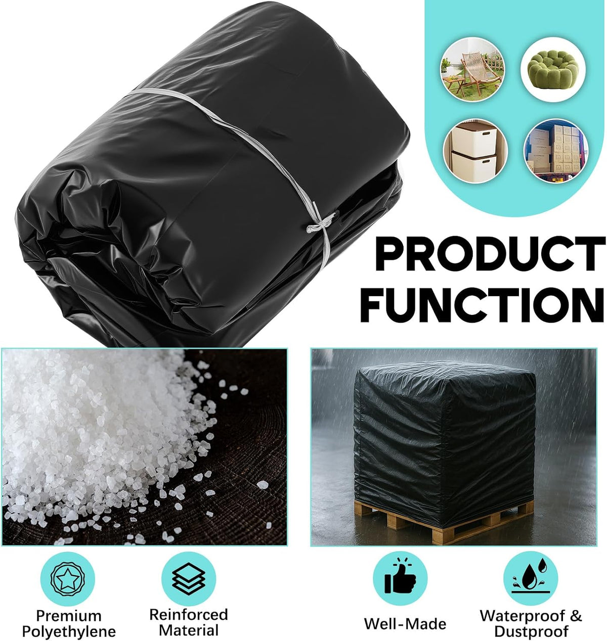 10 Pack Pallet Covers 55" X 53" X 75", 3 Mil Waterproof Bags