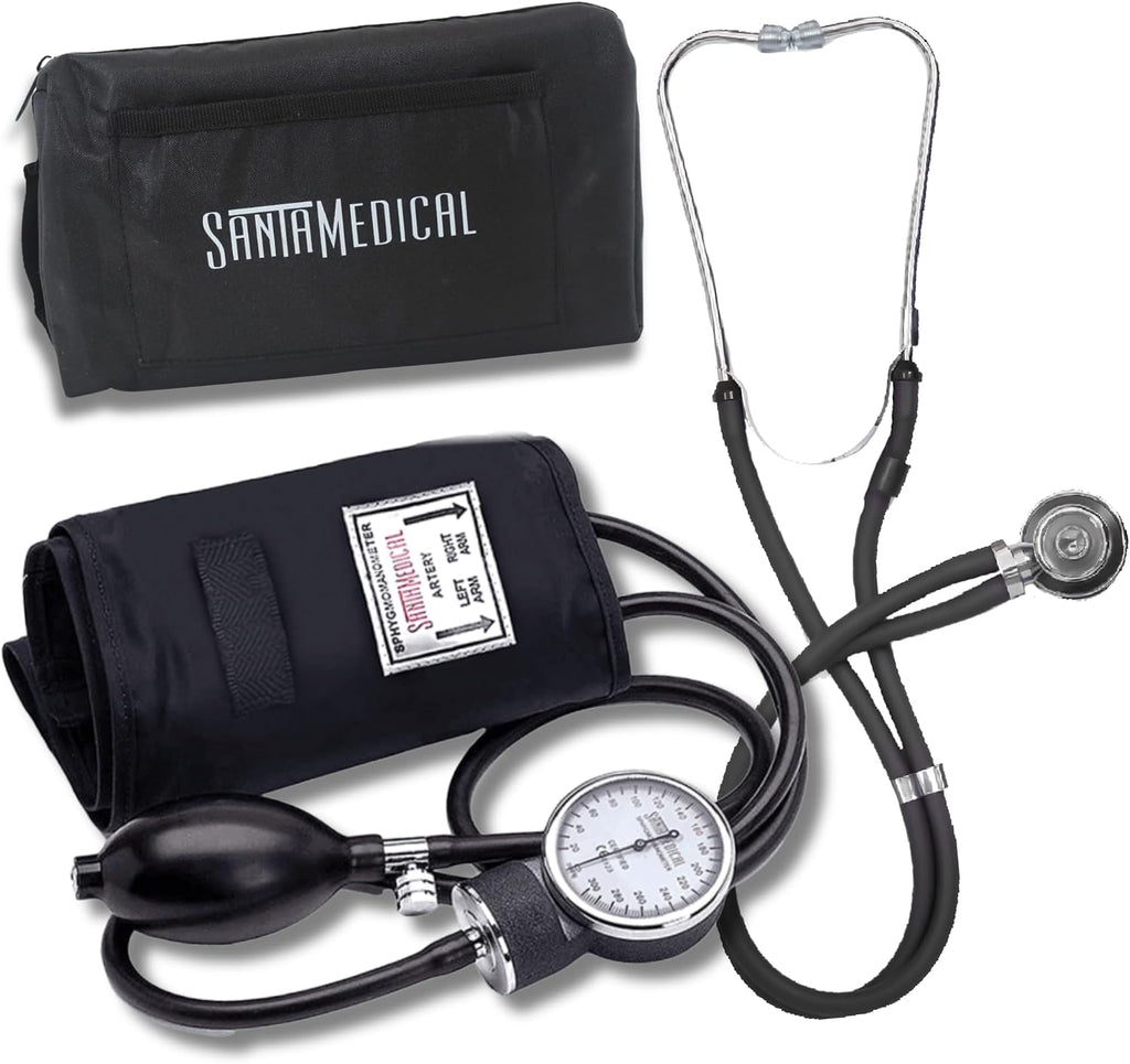 Aneroid Sphygmomanometer - Bp Cuff with Stethoscope - Black | Manual Blood Pressure Cuff Durable and Carrying Case