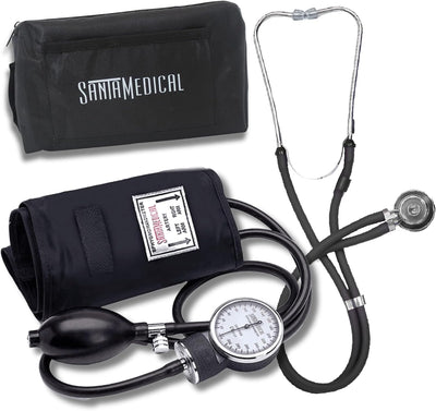 Aneroid Sphygmomanometer - Bp Cuff with Stethoscope - Black | Manual Blood Pressure Cuff Durable and Carrying Case
