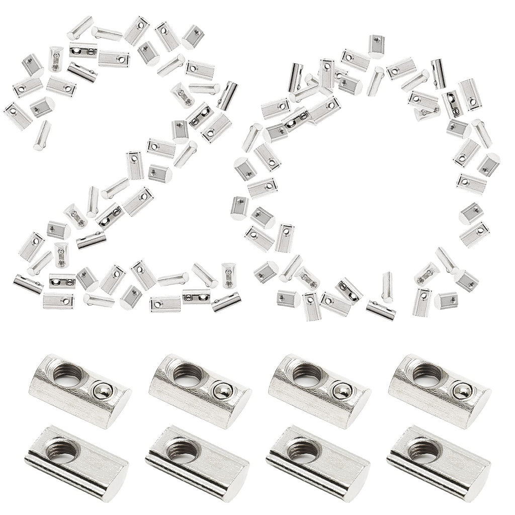 Rierdge M5 Half Round Roll in Spring T Nuts, 100 Pcs
