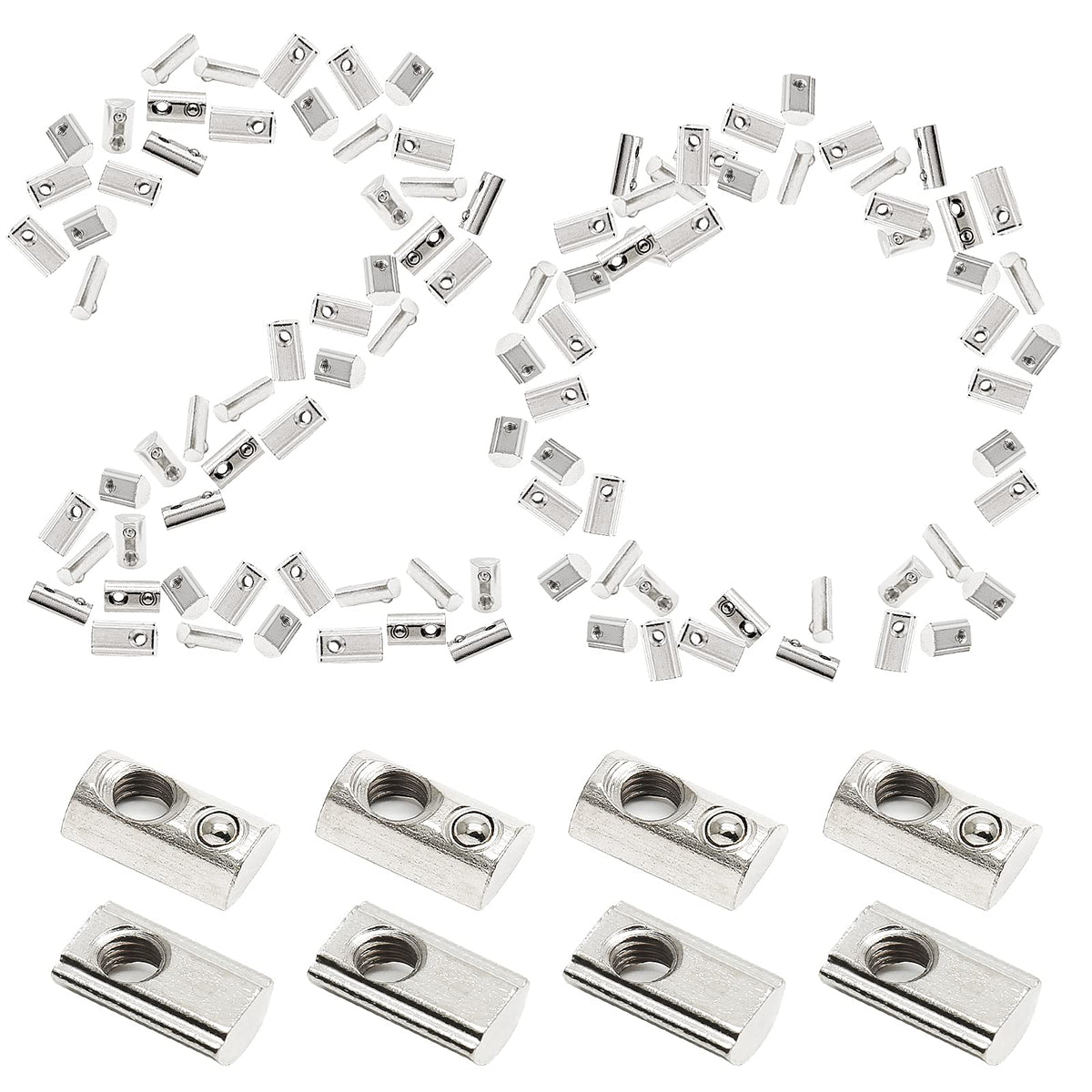 Rierdge M5 Half Round Roll in Spring T Nuts, 100 Pcs