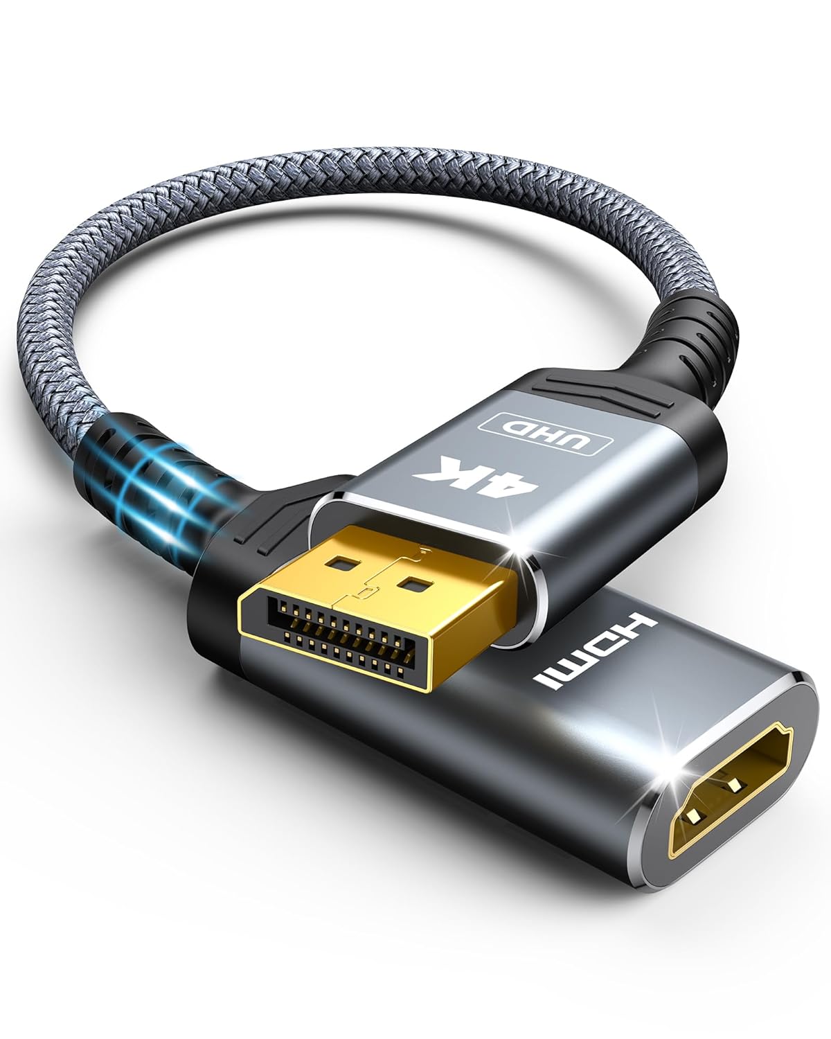 4K DisplayPort to HDMI Adapter, Unidirectional DP 1.2 to HDMI 1.4 | Uni-Directional DP 1.2 Computer to HDMI 2.0