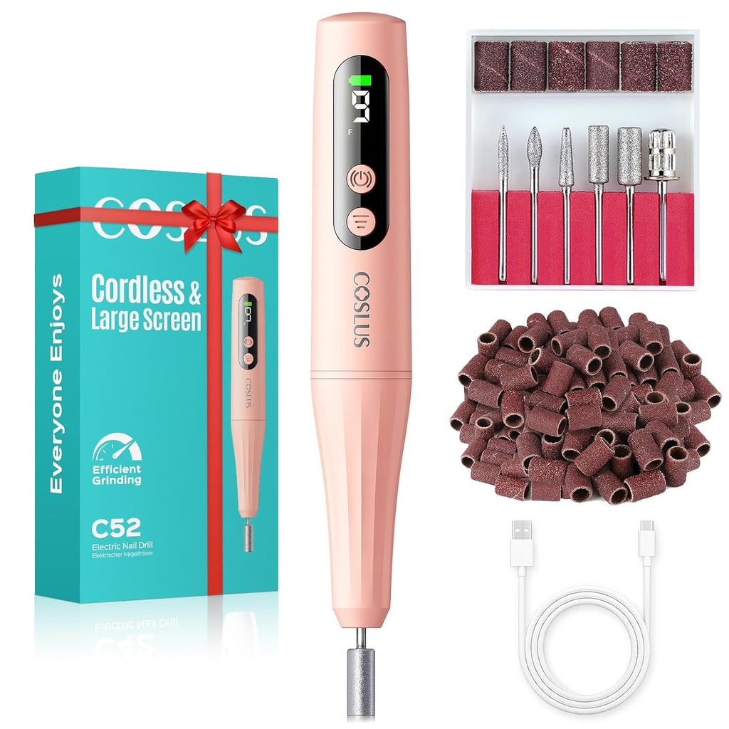 C52 Electric Cordless Nail Drill with LED Screen, Red Kit