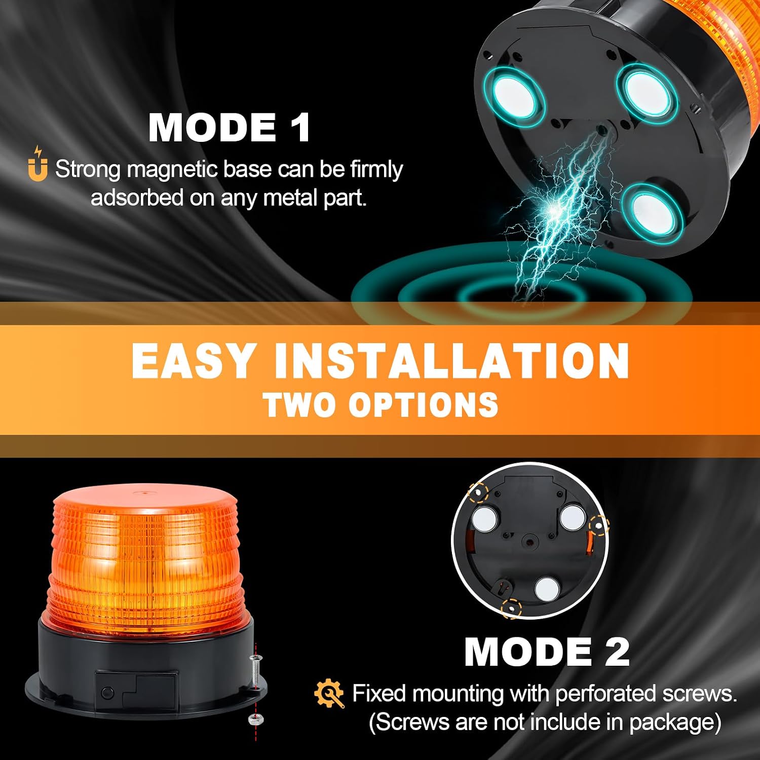 Magnetic Cordless Beacon Light,Amber Rechargeable Strobe Lights for Trucks,Portable Flashing Emergency Safety Warning