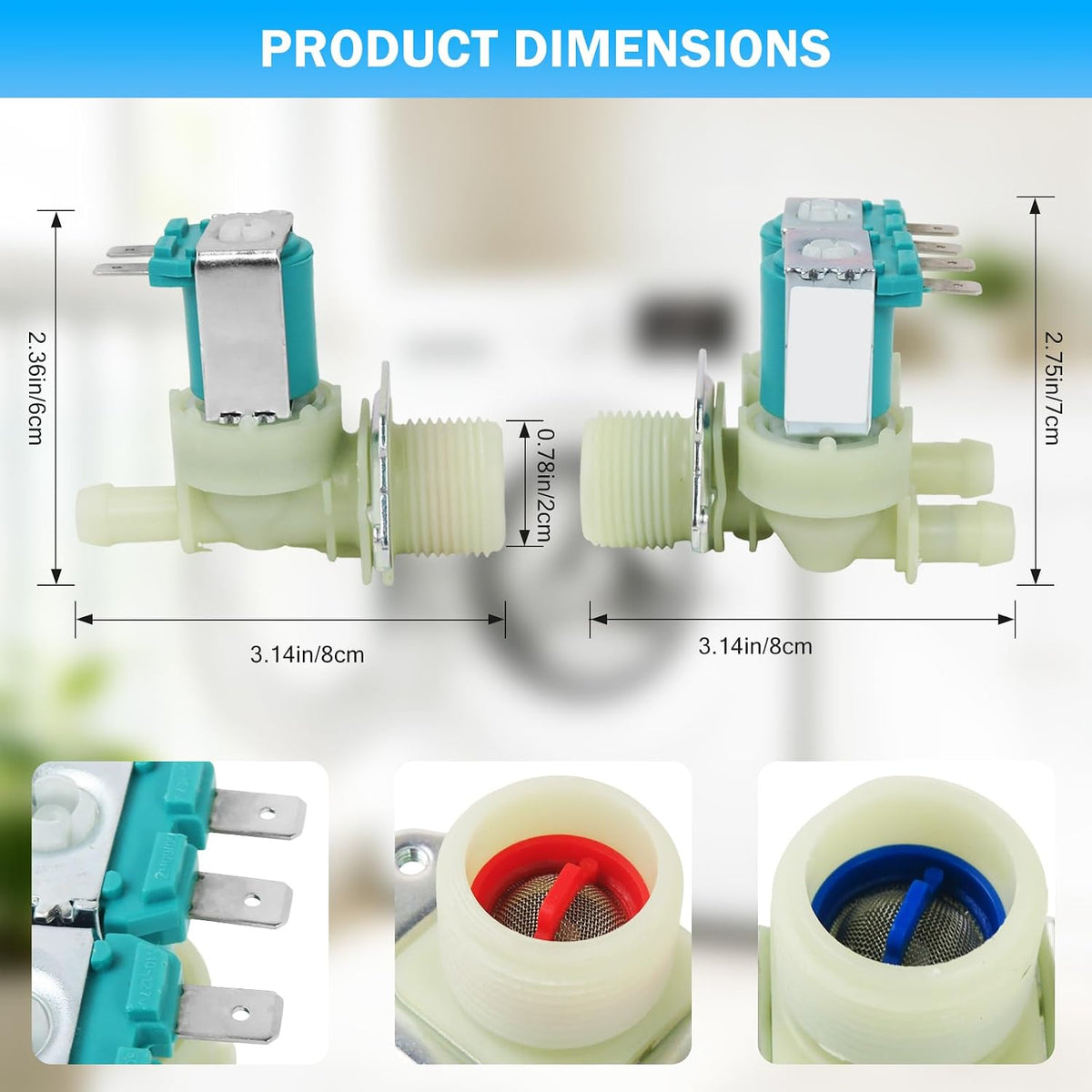 Washer Cold and Hot Side Water Inlet Valve Kit Compatible with Samsung models WF50A8800AV/US-00 WF50R8500AV/US-00 WF50R8500AV/US-01 WF50R8500AW/US-00