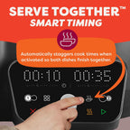 Dual Action 8‑in‑1 Multi-Cooker with Serve Together Smart Timing, 4Qt Pressure Cooker & 2Qt Rice Cooker, Cook Mains &