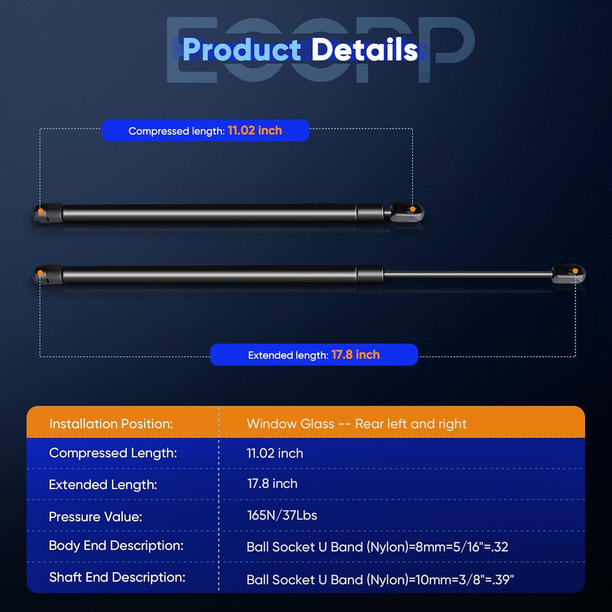 ECCPP Lift Support Struts Shocks Gas Springs for Jeep for Liberty 2002-2007