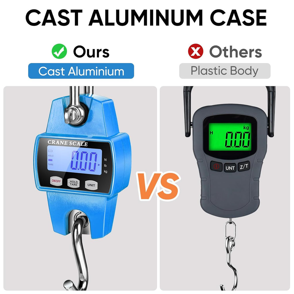 660lb Digital Hanging Scale, Aluminum Crane Scale with Hooks