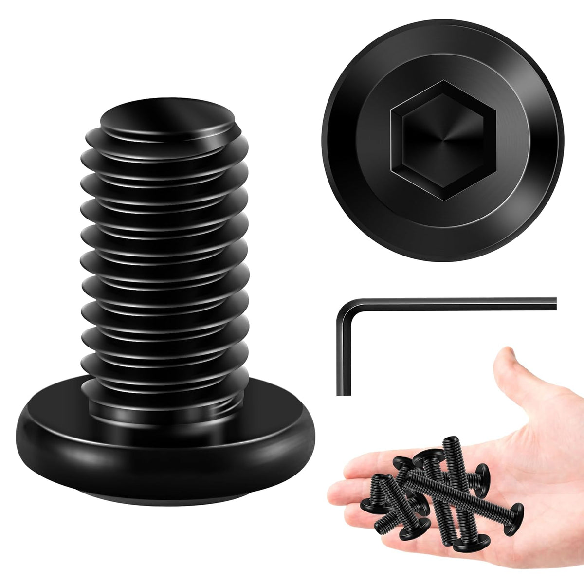 20Pcs M8 Screws M8 x 16mm Flat Head Socket Cap Screw Bolts, M8 Bolt Furniture Screw, Stainless Steel Bolts 304, Black Oxide M8x1.25 Bolt by Marysino