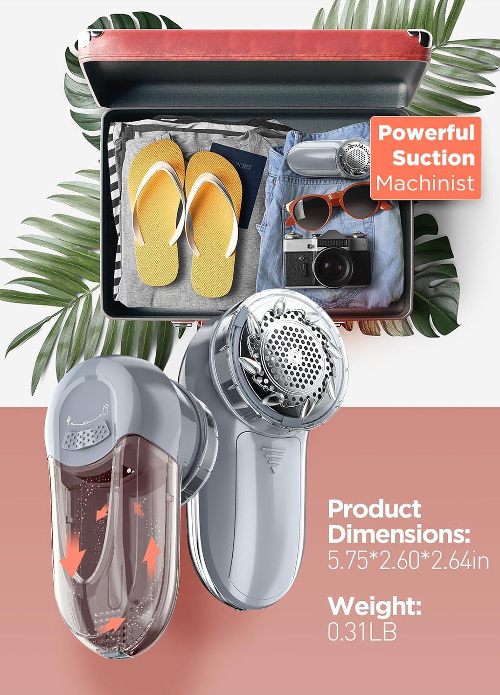 Fabric Shaver Lint Shaver for Clothes, Dual Power Lint Remover with Battery or Corded Use, Portable Sweater Shaver