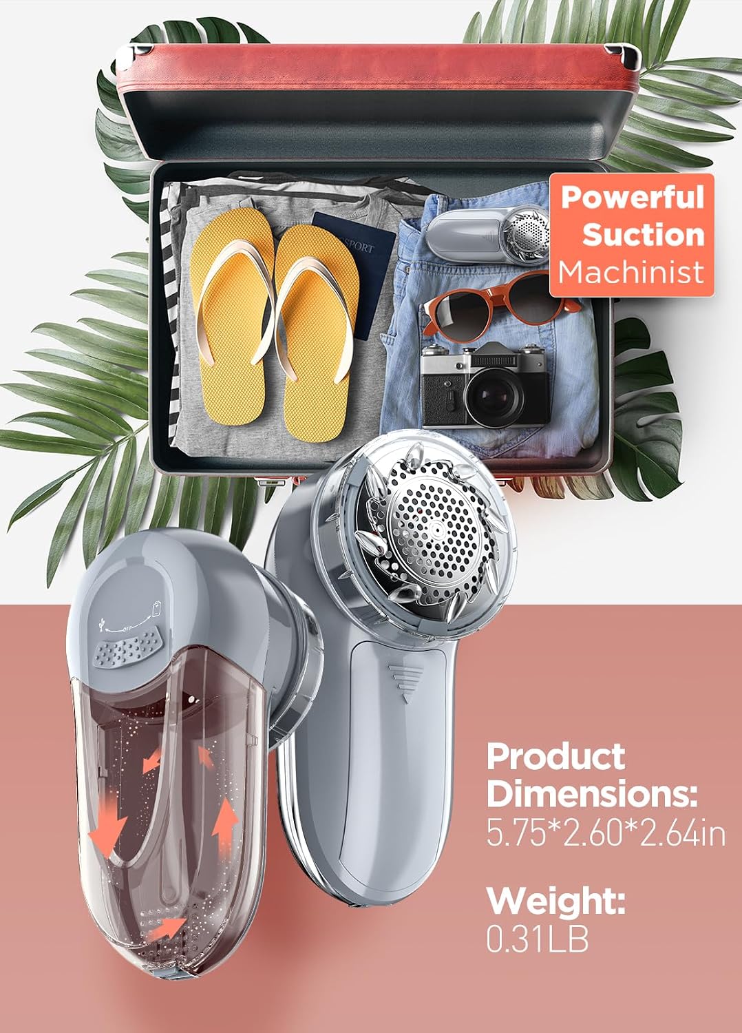 Fabric Shaver Lint Shaver for Clothes, Dual Power Lint Remover with Battery or Corded Use, Portable Sweater Shaver