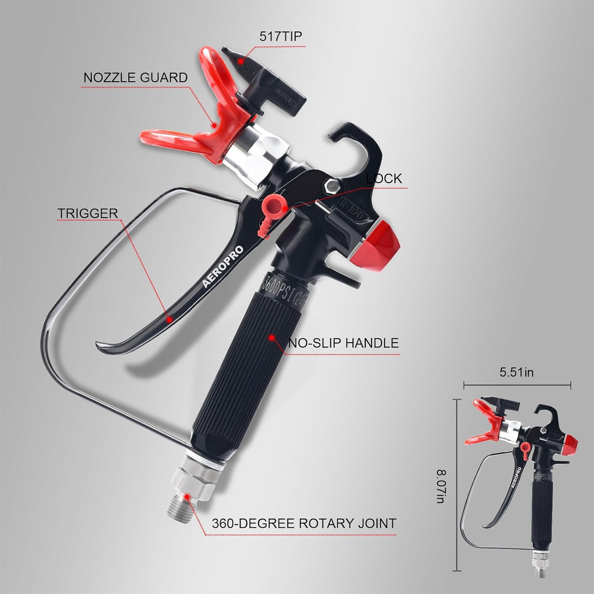 Tools Airless Paint Sprayer Gun，5 Spray Tips & 10 Filters