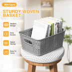 8 Pack Plastic Storage Baskets,Gray Stackable Storage Bins