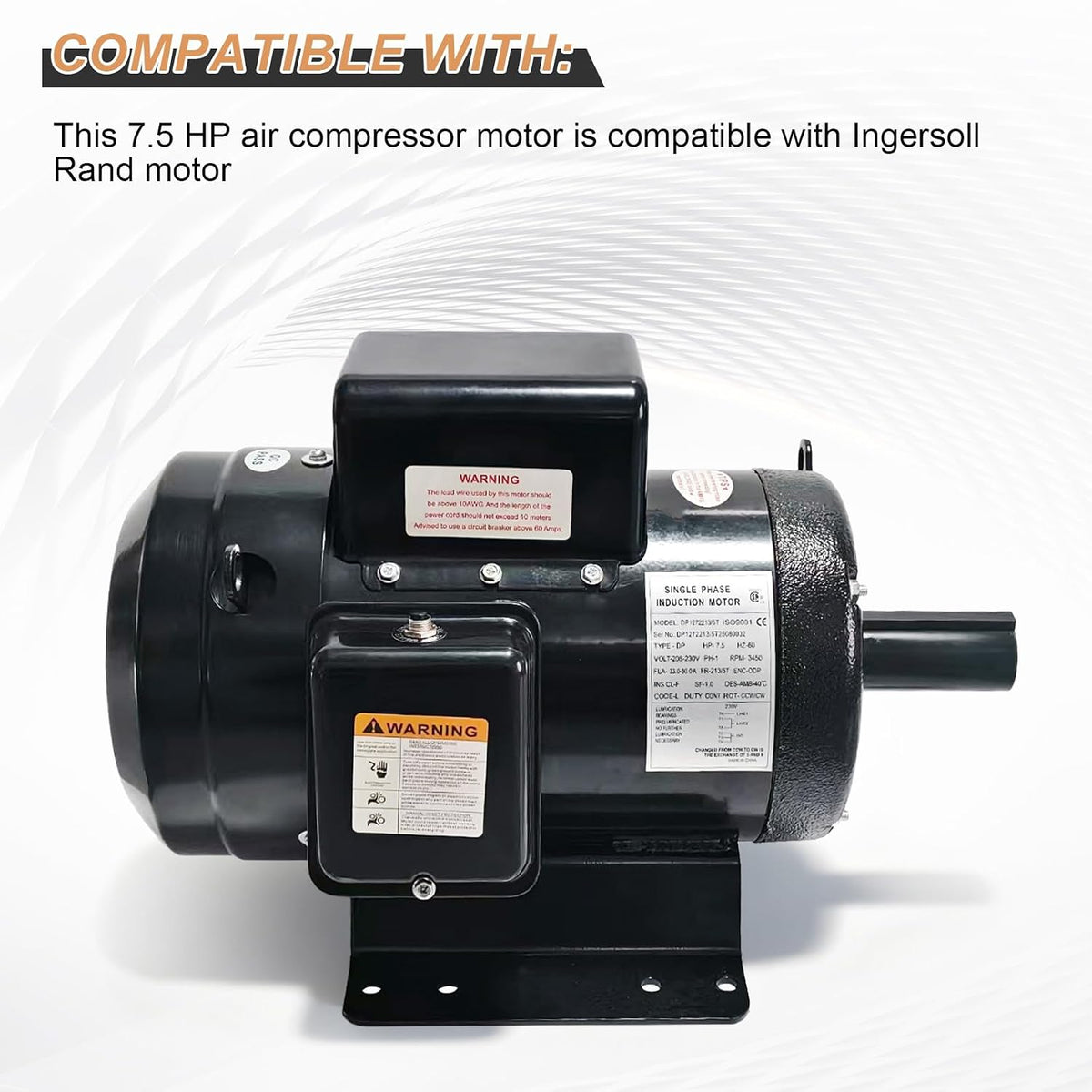 23172604 7.5HP 230V Air Compressor Motor Compatible with Ingersoll Rand