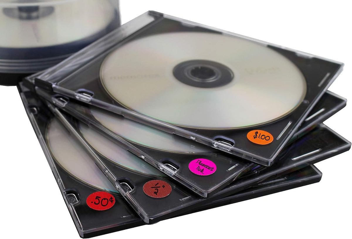 1/2" Removable Dot Stickers, 5 Fluorescent Colors, 1200/Pack