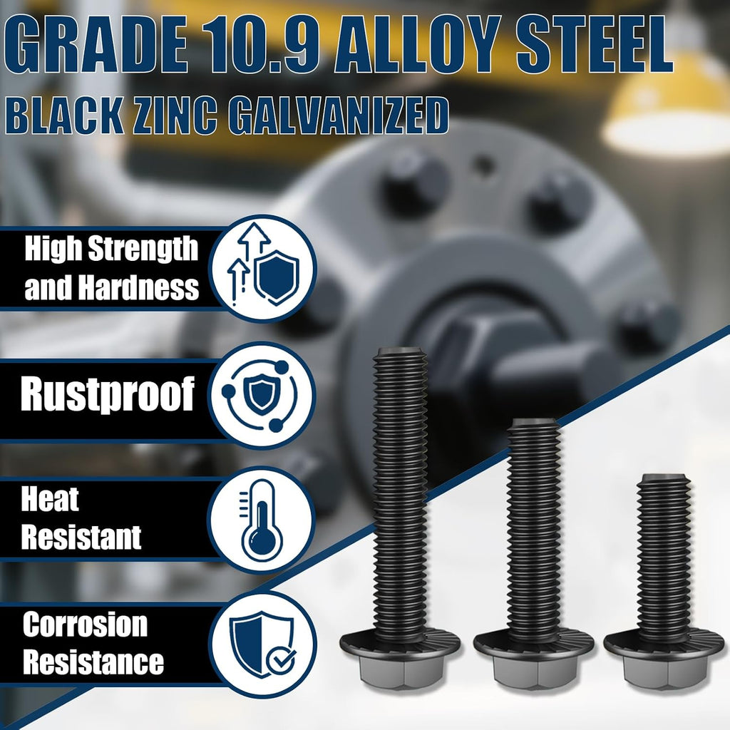 468PCS Black Metric Flange Bolt Assortment Kit with Socket Wrench