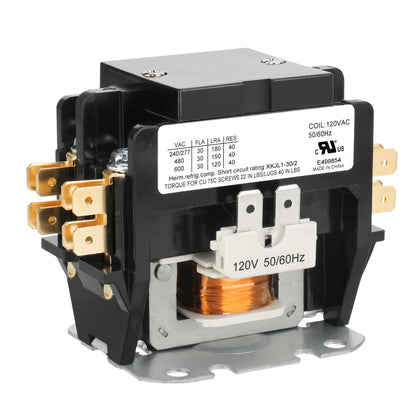 120V AC 30A 2-Pole HVAC Contactor, XKJL1-30/2 UL Recognized