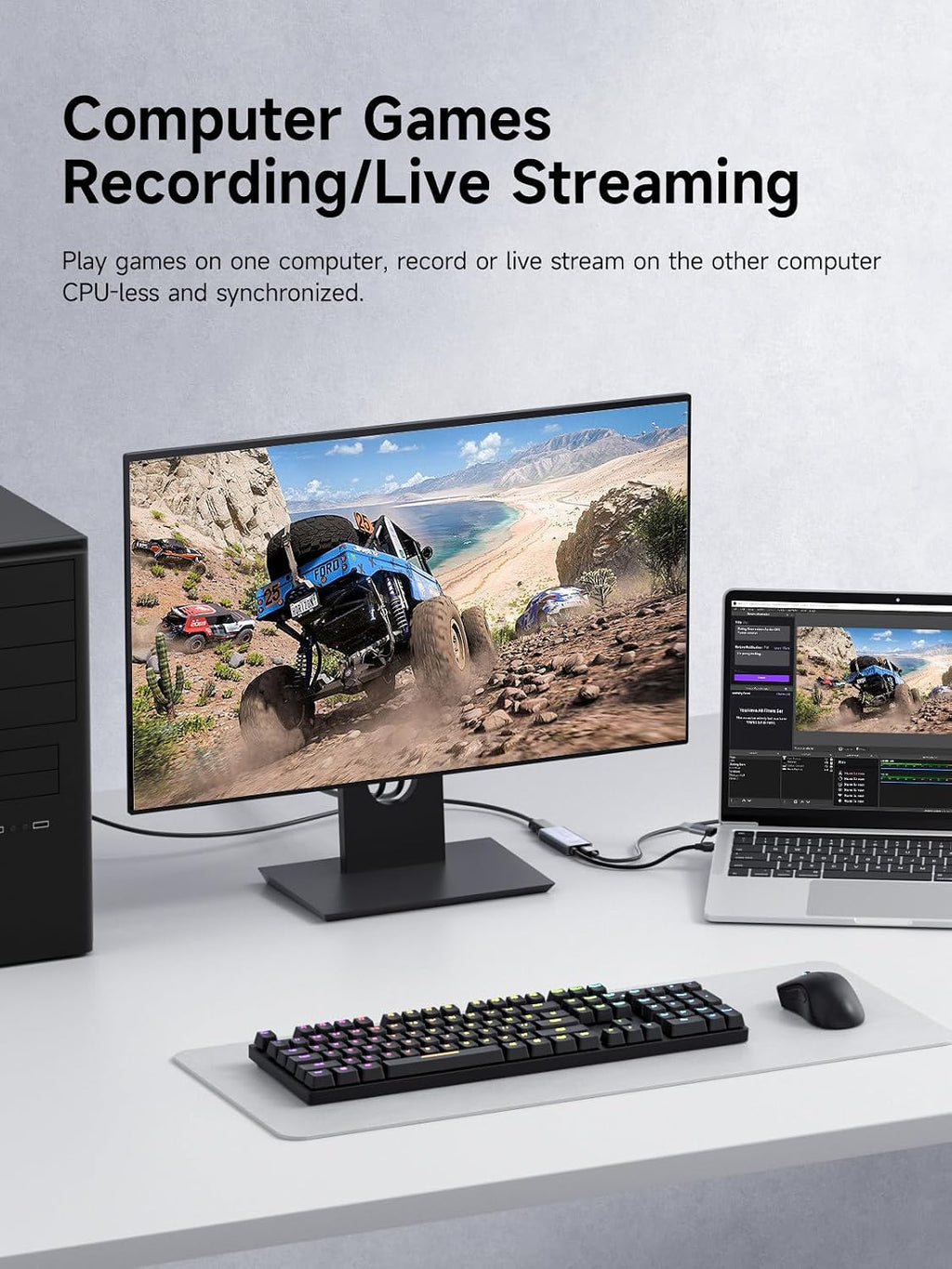 USB3.0 Video Capture Card with 100W PD HDMI to USB/USB C 1080P HD 60fps Live and Record Video Audio Game MS2130 for