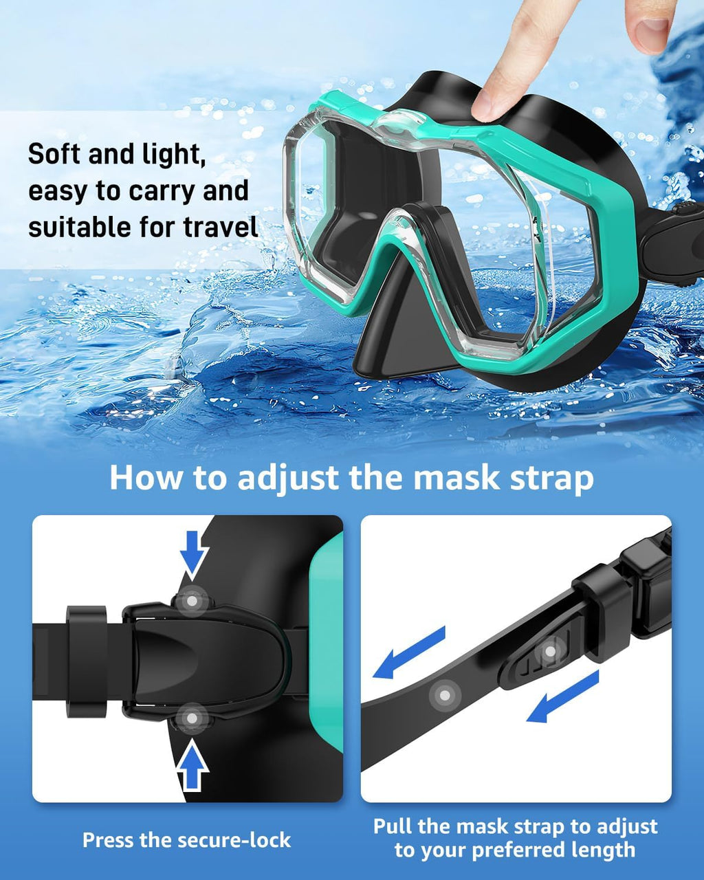 WSTOO Swim Goggles with Nose Cover for Ages 5-12, Youth, Adults, Unisex | Anti-Choking Design, Shatter-Resistant