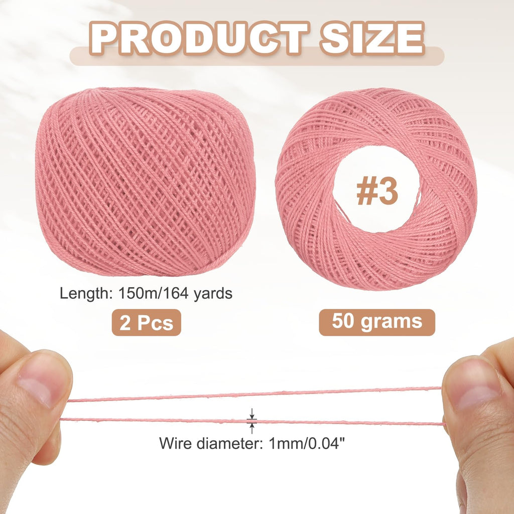 Crochet Thread Pearl Cotton Size 3 Dark Pink 2 Rolls