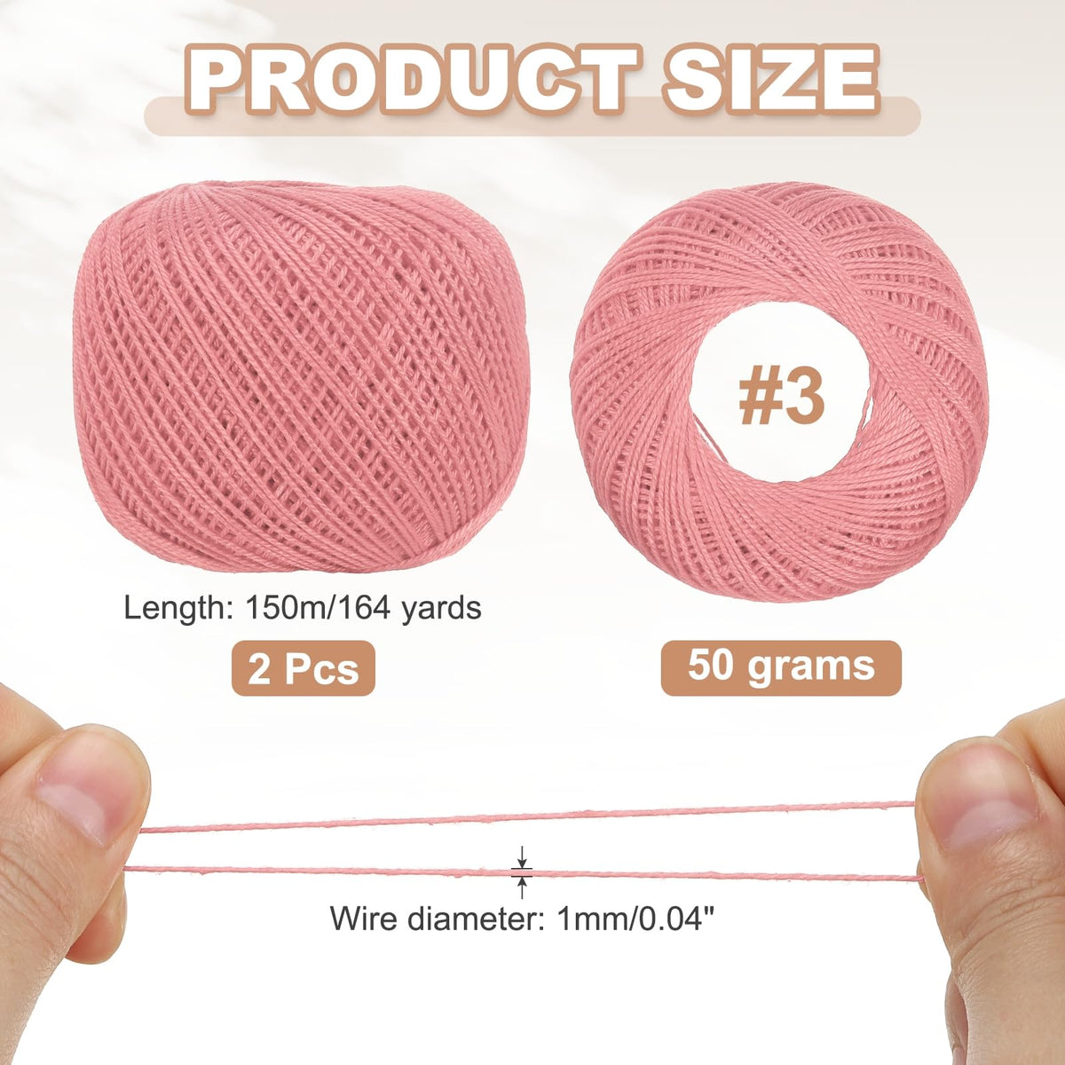 Crochet Thread Pearl Cotton Size 3 Dark Pink 2 Rolls