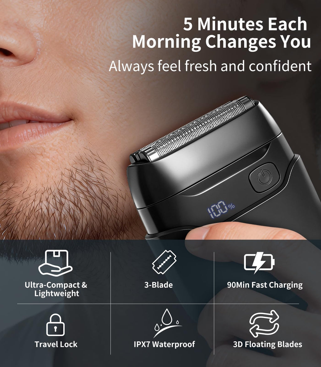 Electric Shavers for Men Face: Foil Shaver with 3 Floating Blades