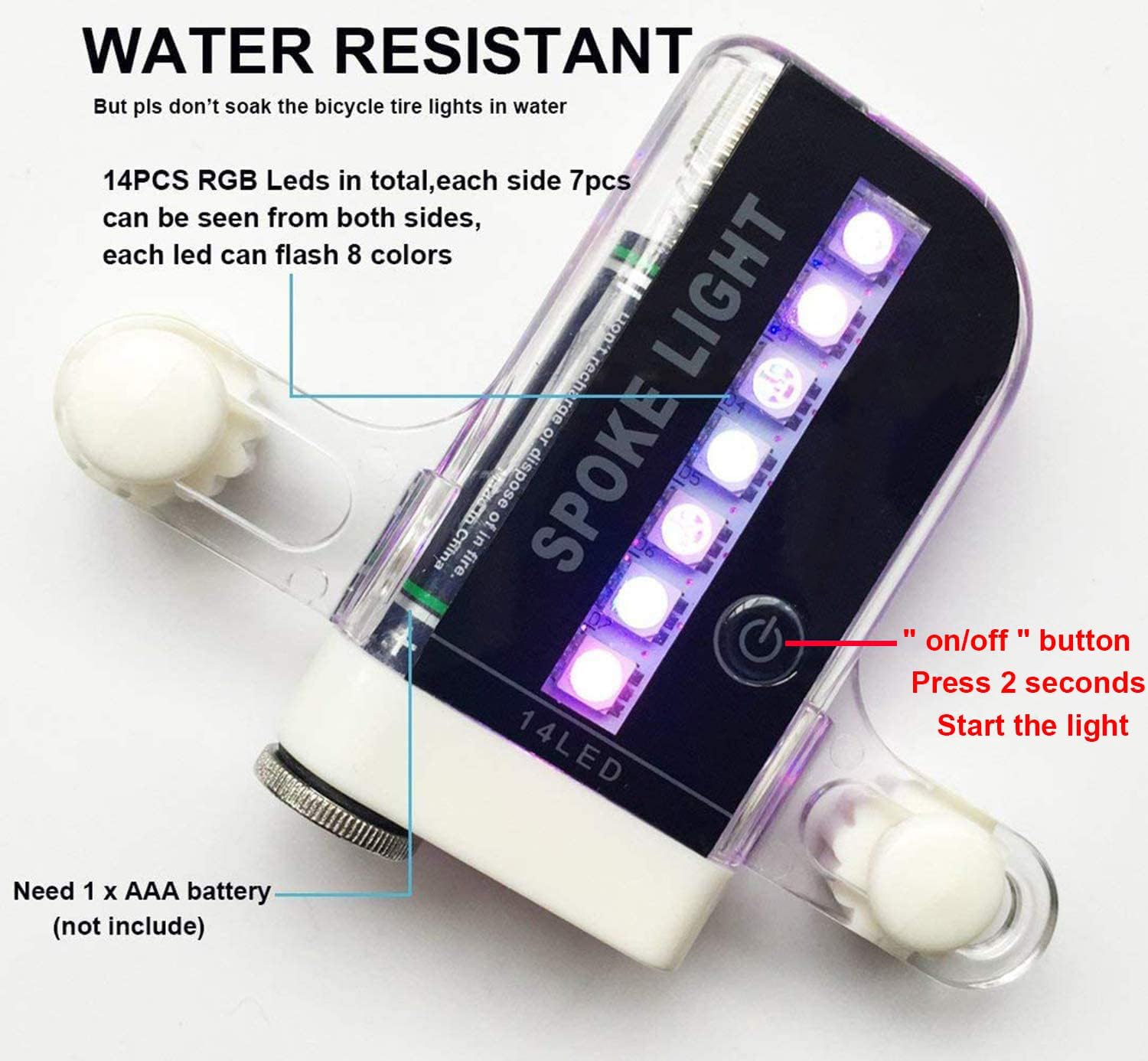 Bike Wheel Lights (2 Pack) - Waterproof LED Bicycle Spoke Tire Lights - 30 Different Patterns Change - Bike