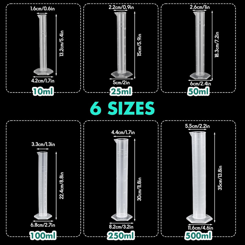 58 Pcs Plastic Beakers Set Include 6 Graduated Cylinder 7 Beakers 6 Flask 10 Droppers 1 Wash Bottle 20 Test Tubes