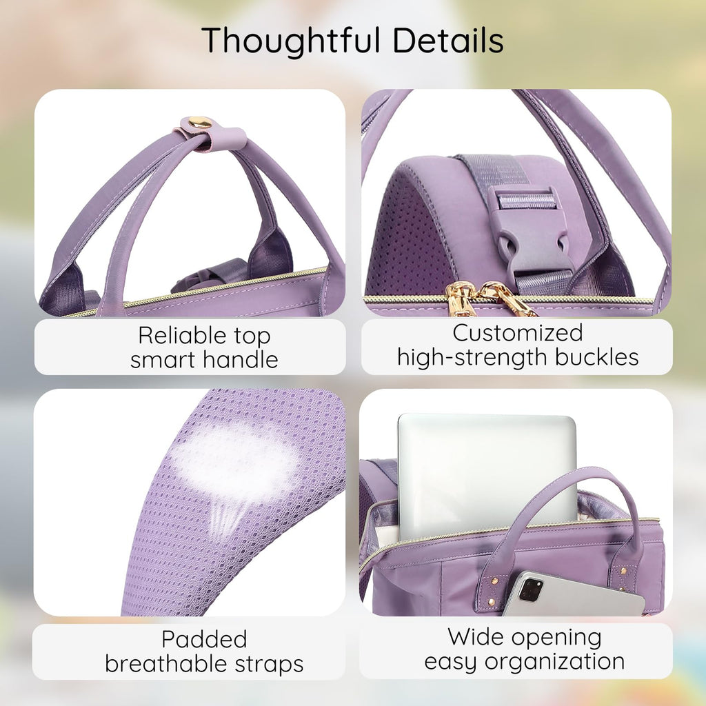 Large Diaper Bag Backpack, Extra Wide Travel Diaper Bag, Purple